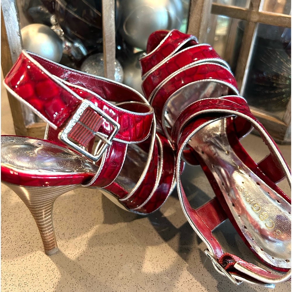 BCBG, Crystal Red/ Silver Bold Croc/Glass Metallic